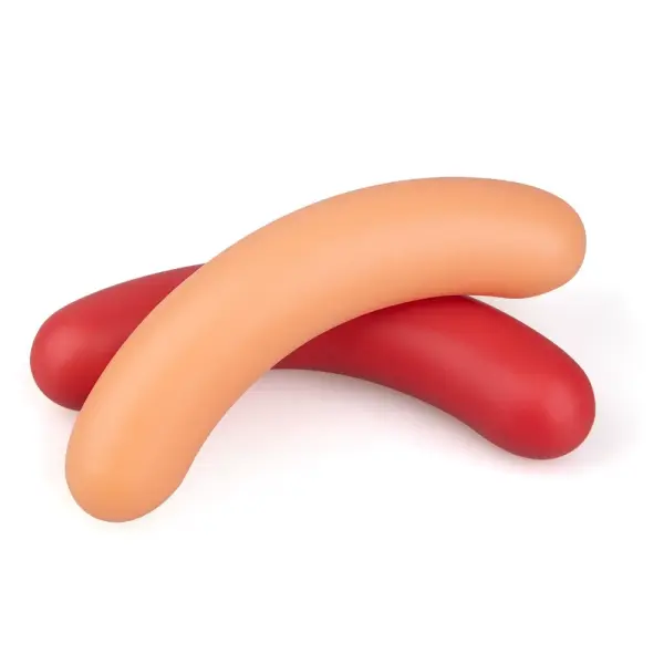 Stretchy pink sausage-shaped butt plug toy smooth silicone design